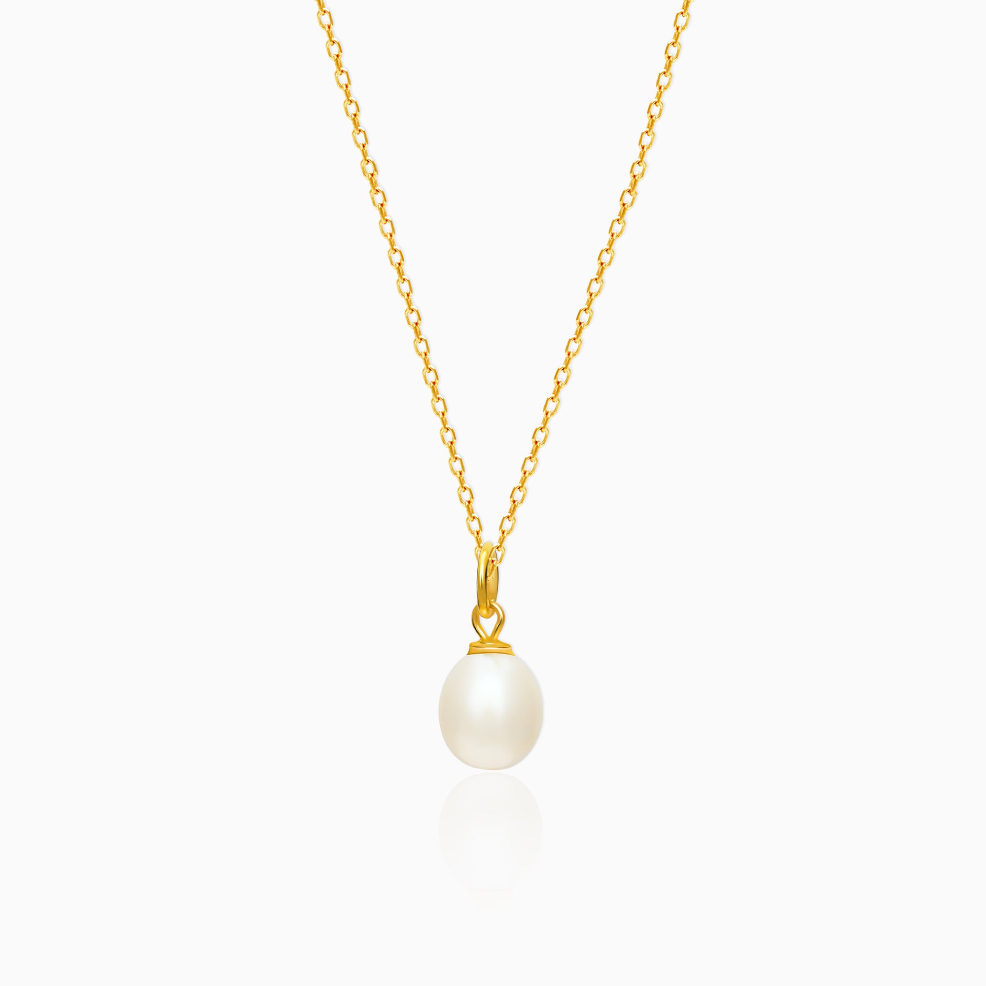 Vintage Tin Cup 14k Yellow Gold Pearl Necklace - thegoldsmith